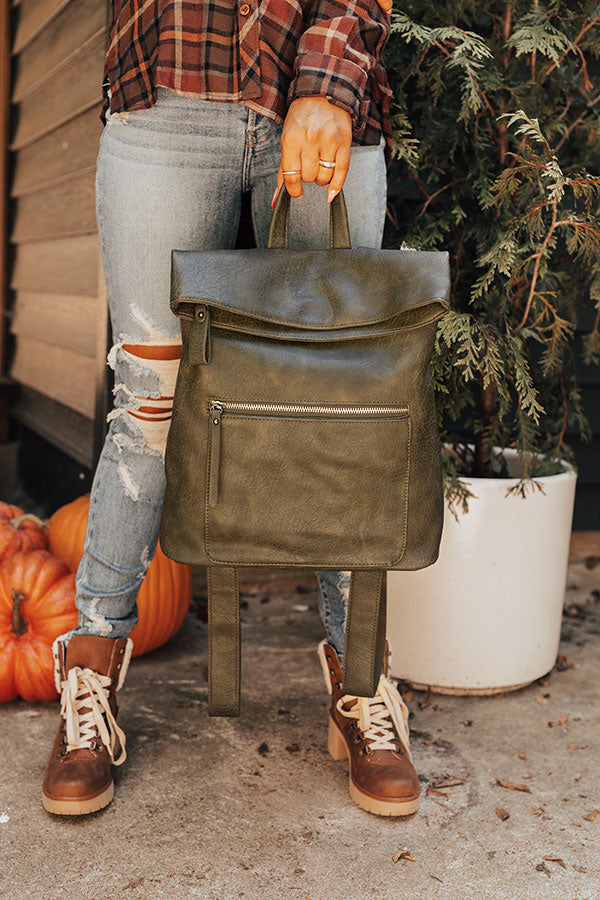 Mod Squad Faux Leather Backpack In Deep Forest