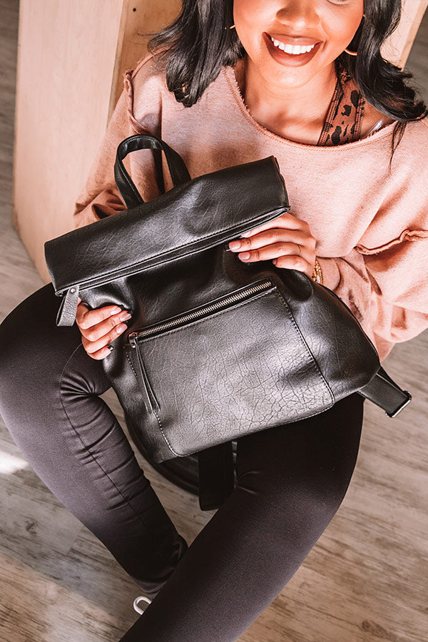 Mod Squad Faux Leather Backpack In Black