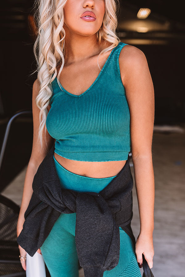 Star Of The Barre Ribbed Crop Top in Jade • Impressions Online Boutique