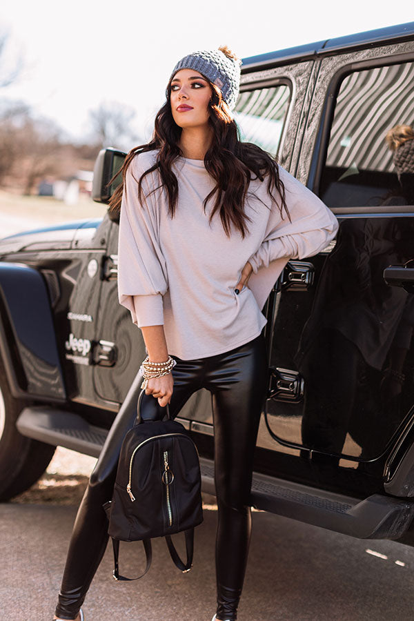 Crushing It Knit Top in Light Warm Taupe
