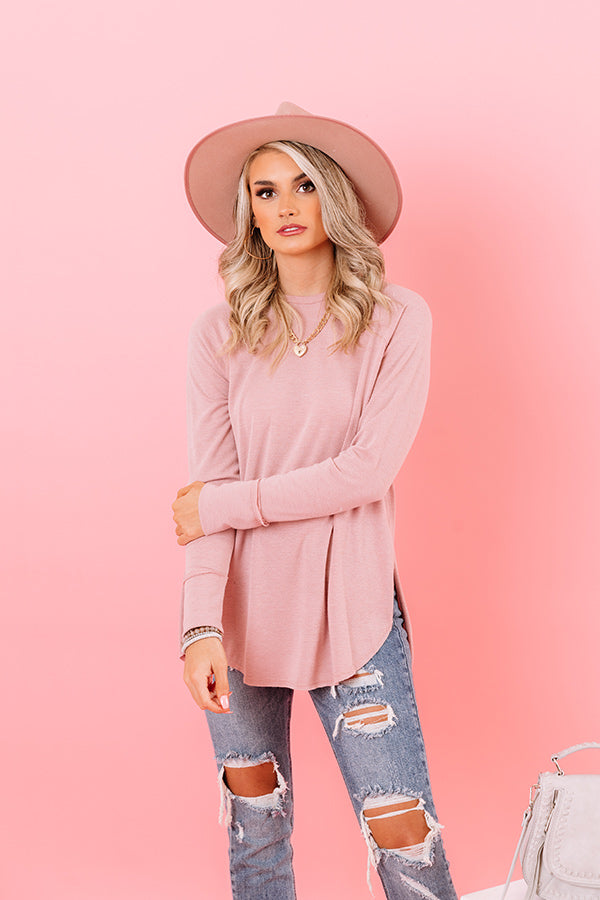 Miracles Happen Waffle Knit Shift Top in Pink