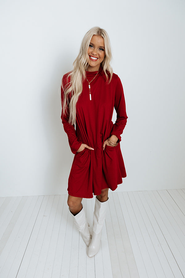 Simply Swept Away Shift Dress in Red