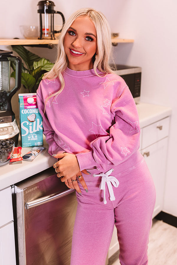 Fresh Air Embroidered Sweatshirt in Violet