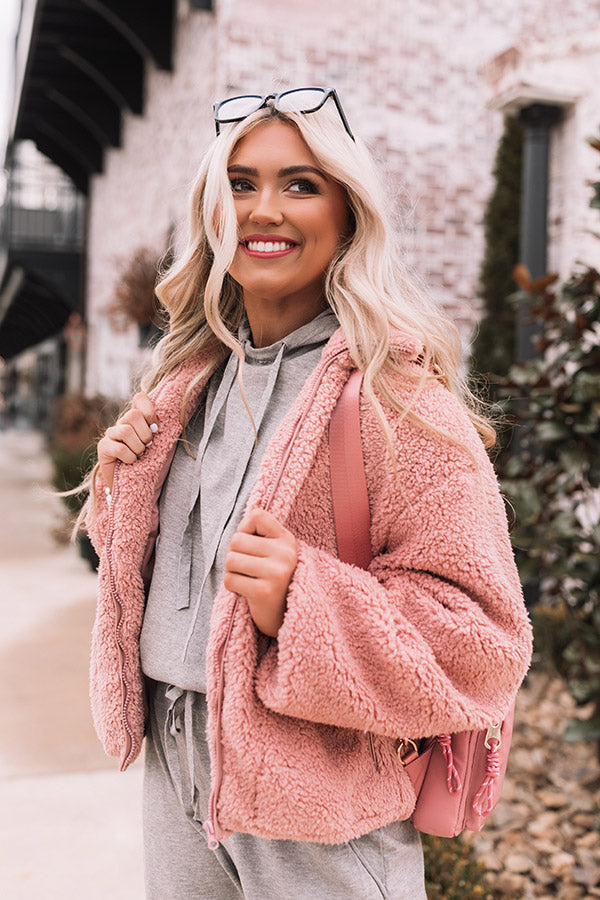 Snow Tipped Sherpa Jacket in Pink