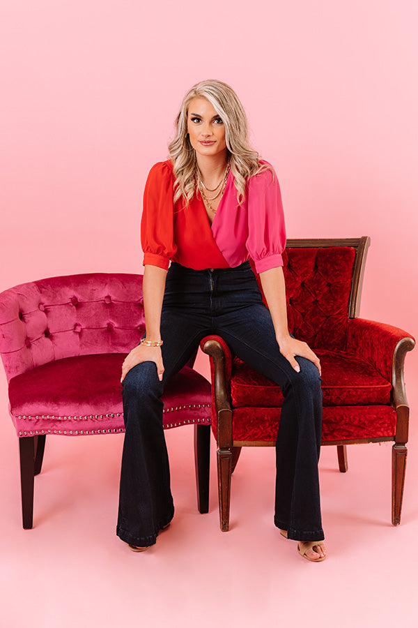 Spotlight Spectacle 2-Tone Bodysuit in Red