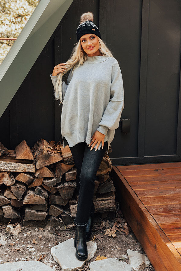 Full Of Warmth Tunic Sweater In Grey