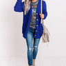 Morning Chill Popcorn Knit Cardigan in Royal Blue Image - 1