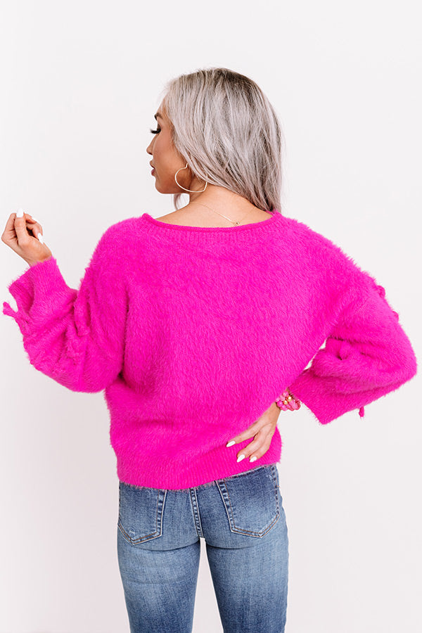 Stylist's Pick Eyelash Knit Sweater in Hot Pink Image - 4