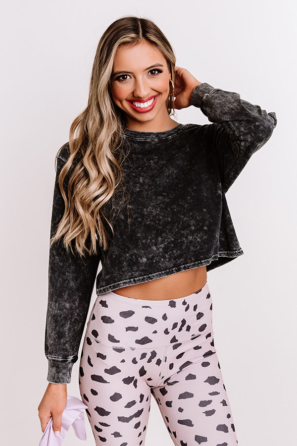 Austin City Limits Acid Wash Crop Top in Vintage Black Image - 1
