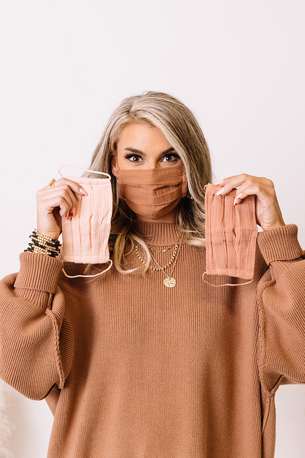 Cotton Mask 3pc Set in Dusty Rose