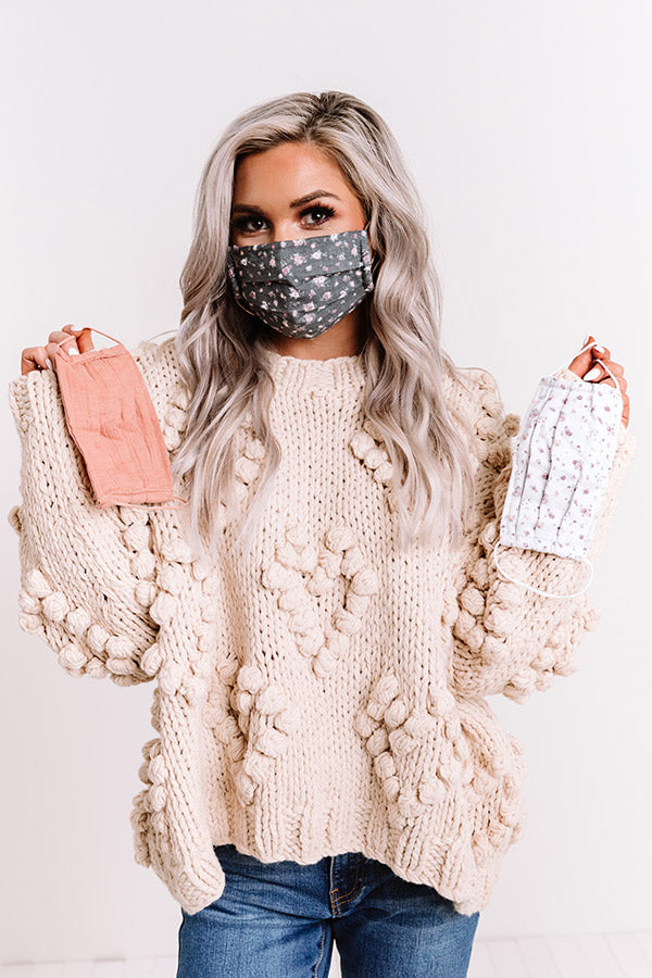 Cotton Mask 3pc Set in Vintage Floral Image - 1