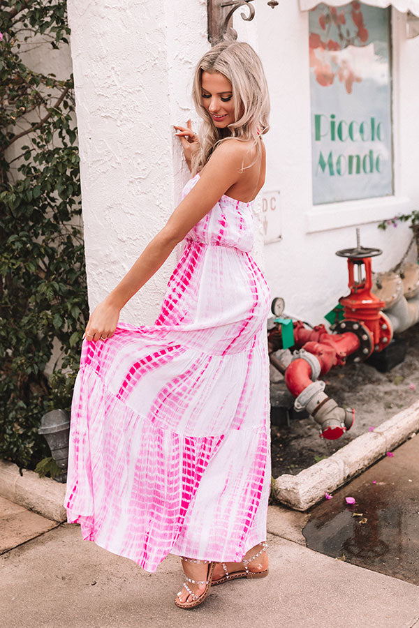 pink tie dye maxi dress Vestido Maxi Destenido Priscilla - Rosa/Combinado
