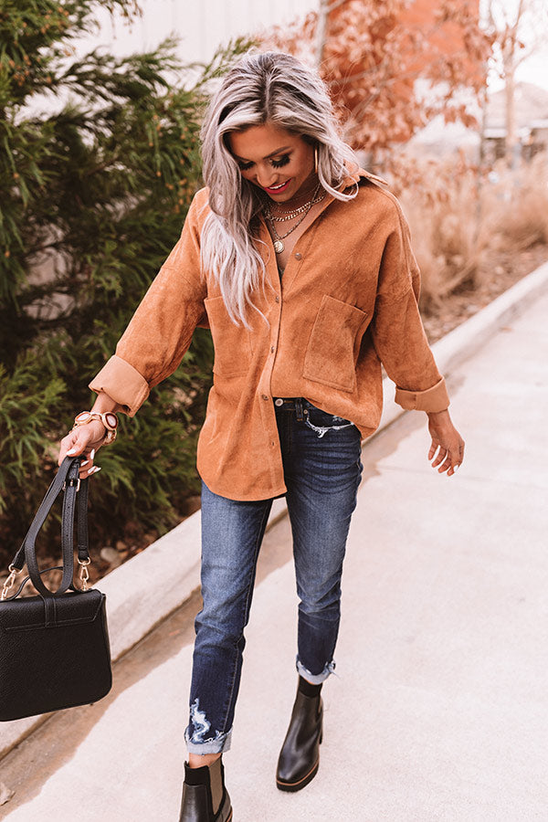 NYC Studio Corduroy Button Up in Camel