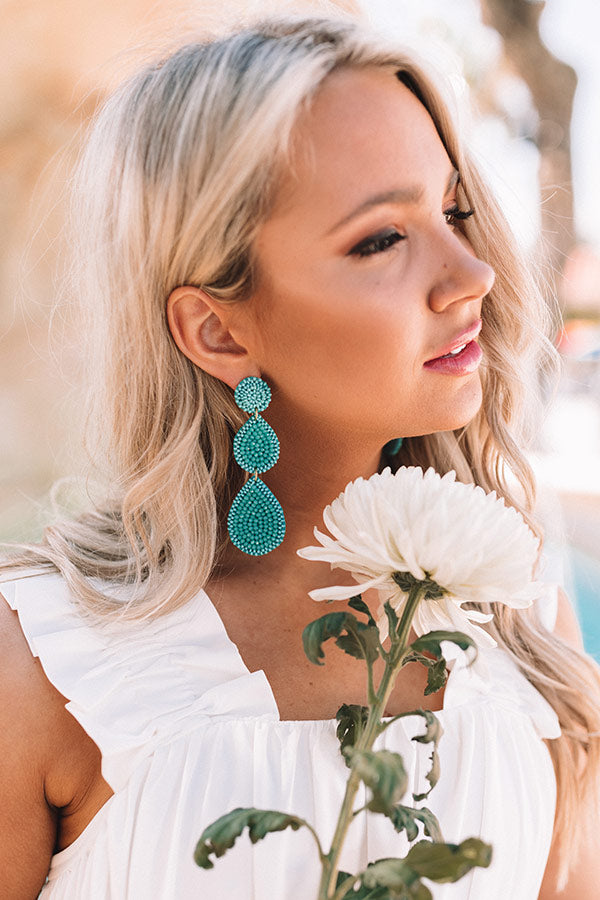 Sleek Romance Beaded Earrings In Turquoise