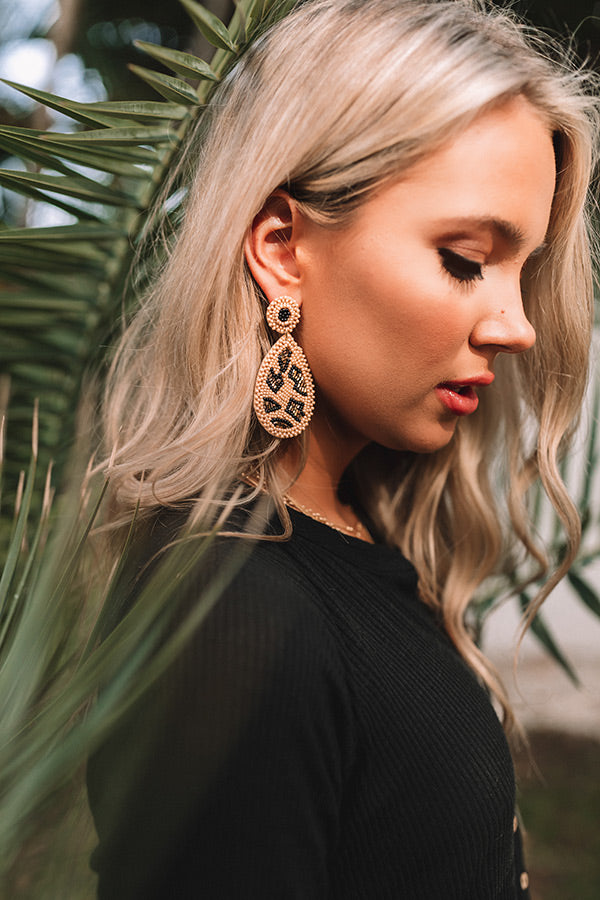 Baja Bombshell Beaded Earrings In Iced Latte
