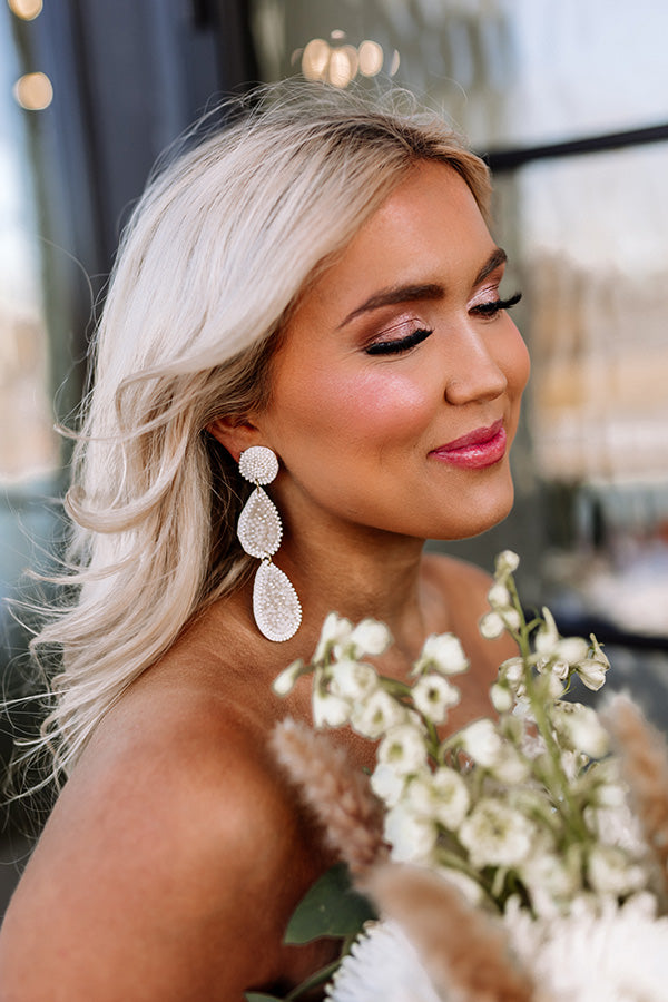 Sleek Romance Beaded Earrings In Ivory