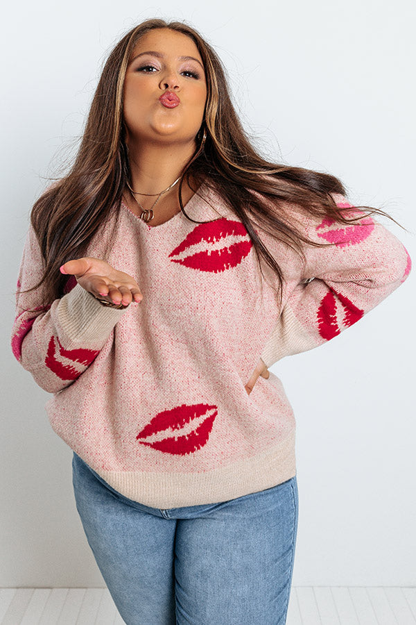 Sending Kisses Knit Sweater in Red Curves • Impressions Online Boutique