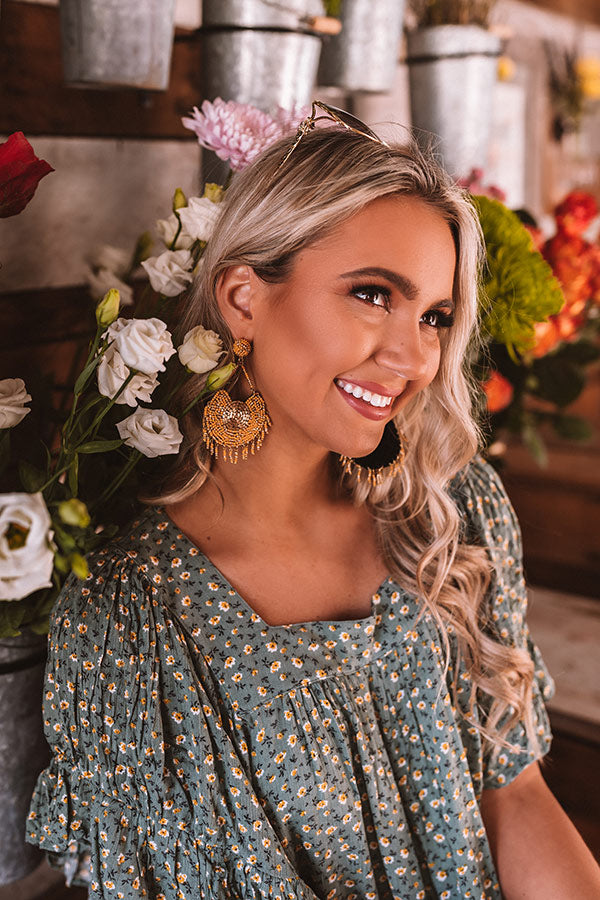 Posh Times Beaded Earrings In Honey