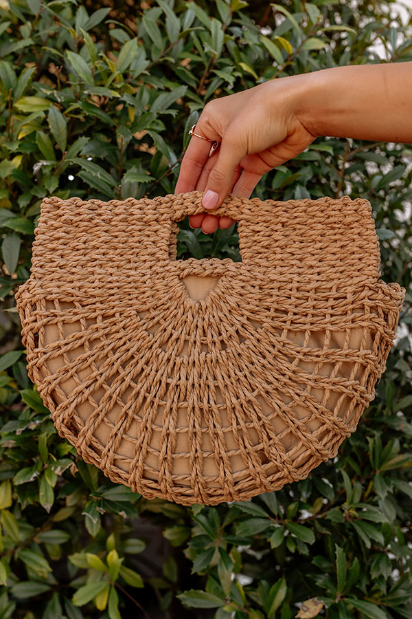 Myrtle Beach Woven Crossbody In Tan
