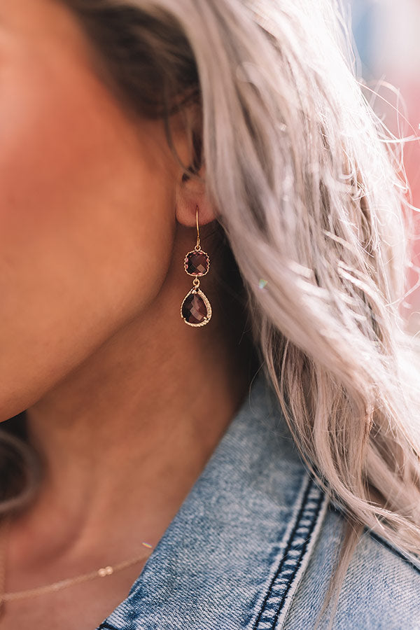 Sparkling Happy Hour Earrings in Eggplant