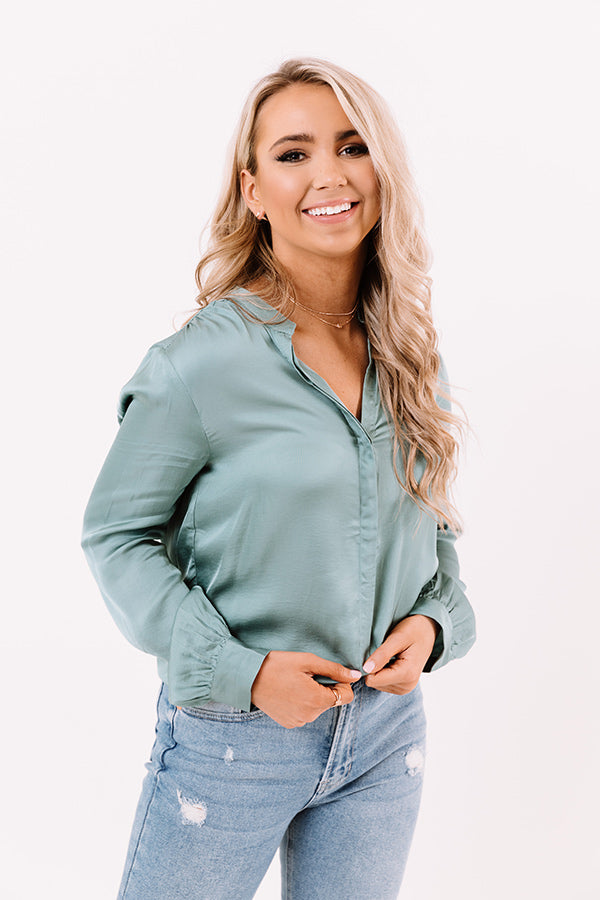 Highest Standards Satin Top In Teal