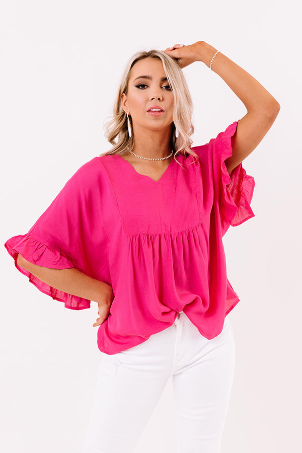 Flirty Fave Babydoll Top In Hot Pink