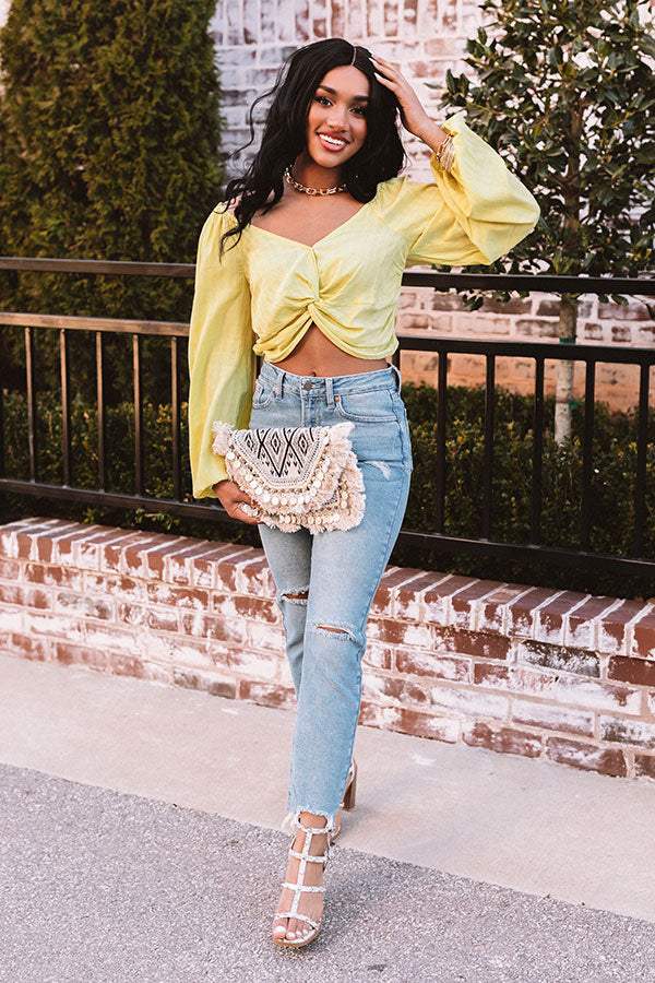 Date Ready Crop Top In Yellow