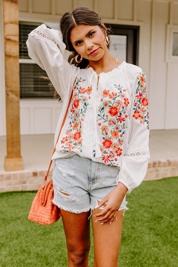 Dune Dreaming Embroidered Top In White