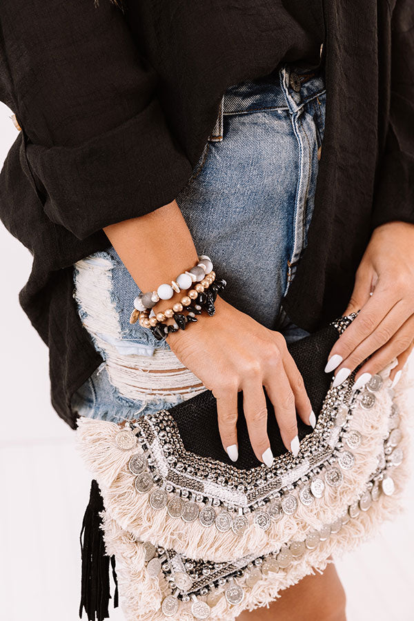 Passion Tea Semi Precious Bracelet Set In Black