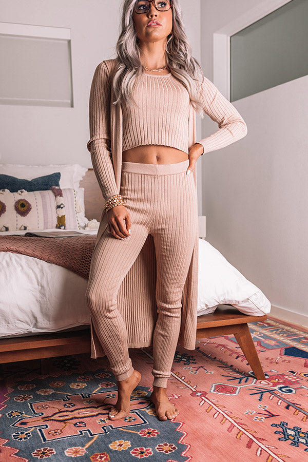 You Glow Girl Ribbed Leggings In Iced Latte