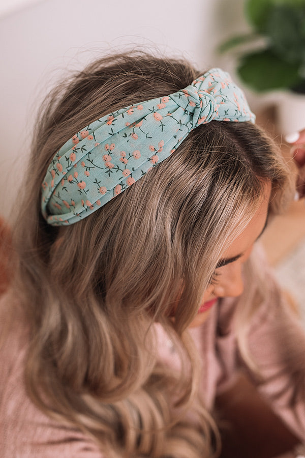 Spring Session Floral Headband In Mint