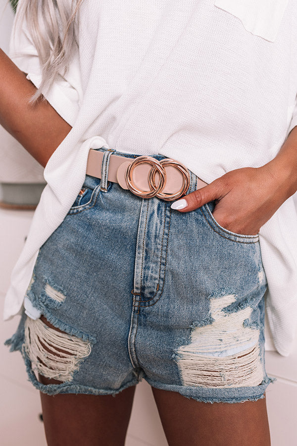 Watch You Go Faux Leather Belt in Iced Latte