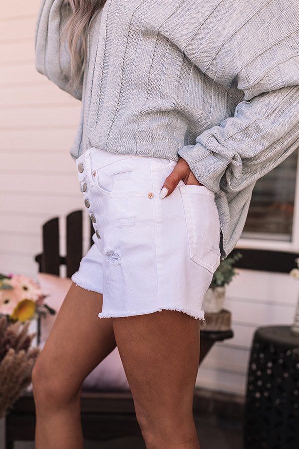 Just USA The Hannah High Waist Distressed Shorts In White