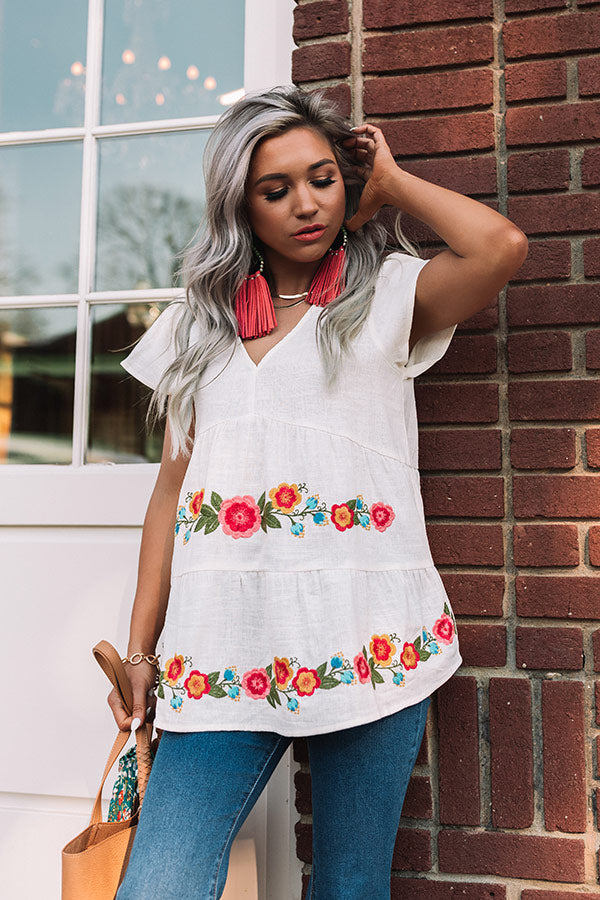 Dose Of Vacay Embroidered Babydoll Top