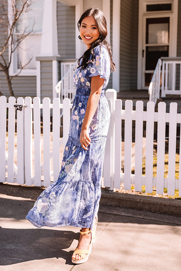 Enchanted Forest Tie Dye Embroidered Maxi In Navy Enchanted Forest Tie Dye Embroidered Maxi In Navy