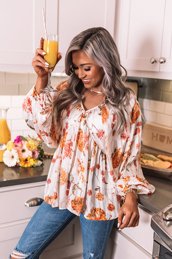 Sangria Sunrise Babydoll Top in White