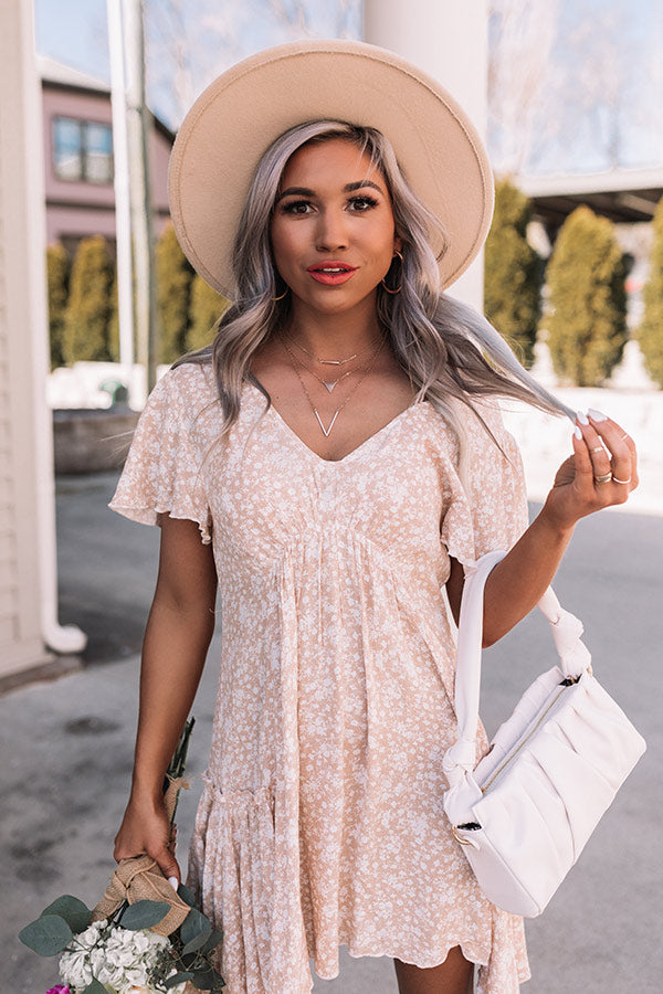 champagne babydoll dress Helen Floral Jacquard Bustier Babydoll Mini Dress American Threads Champagne / M