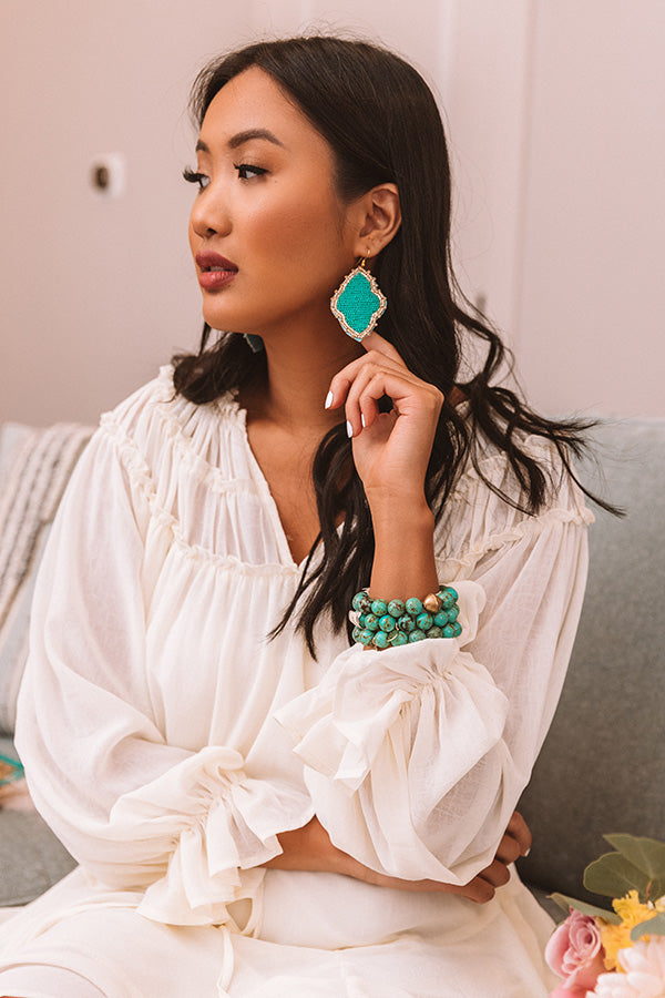 Mykonos Marvels Beaded Earrings In Turquoise