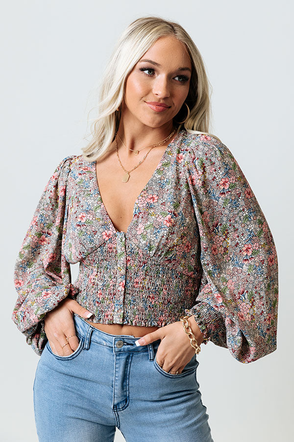 Burst Of Joy Floral Smocked Top