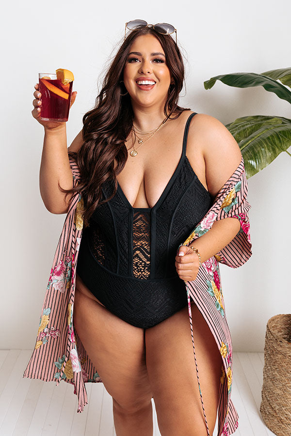 Sweet Flirtation Lace One Piece Swimsuit Curves