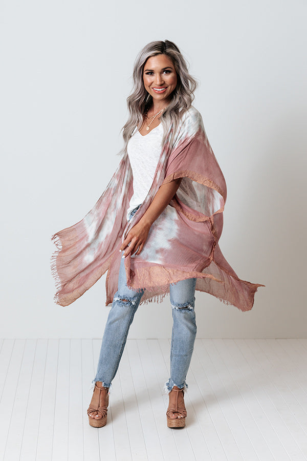 Seaside Shimmer Tie Dye Overlay In Light Maroon