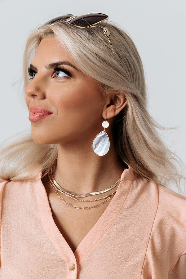 Coastal Confidence Faux Abalone Shell Earrings In White