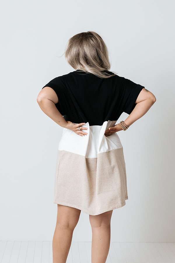 Next Up Colorblock Shift Dress In Black Curves Image - 3