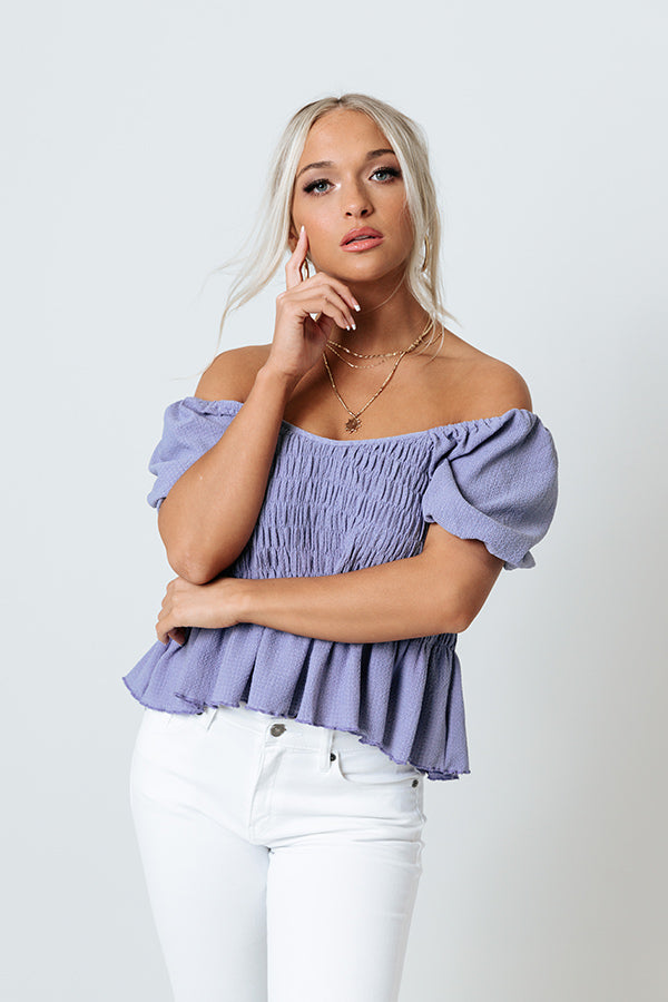 Endless Praise Smocked Top In Periwinkle