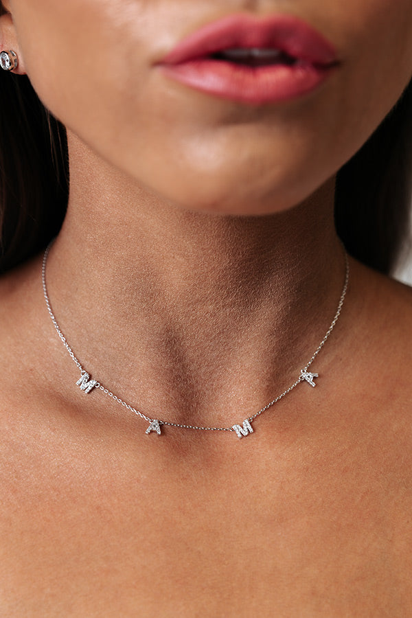 Mama Dainty Charm Necklace In Silver
