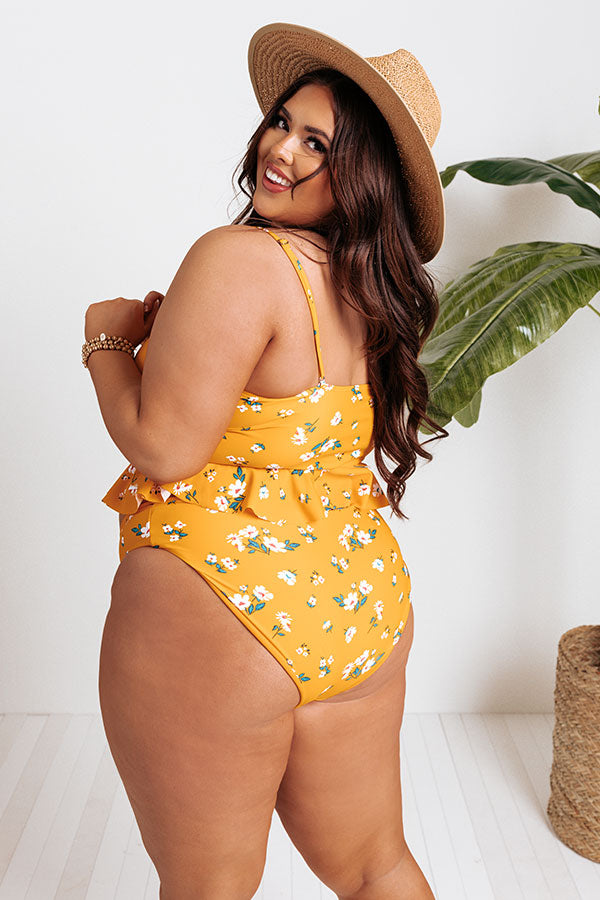 Secret Beach Floral Tankini in Marigold Curves