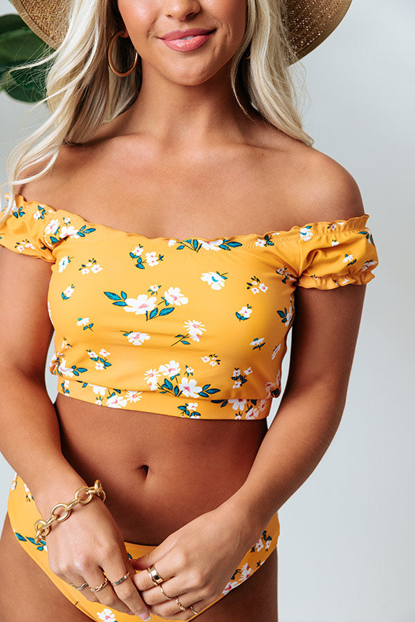 Secret Beach Floral Bikini Top in Marigold