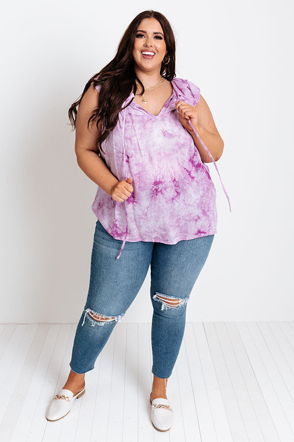 Sweet On Summer Tie Dye Shift Top in Purple Curves