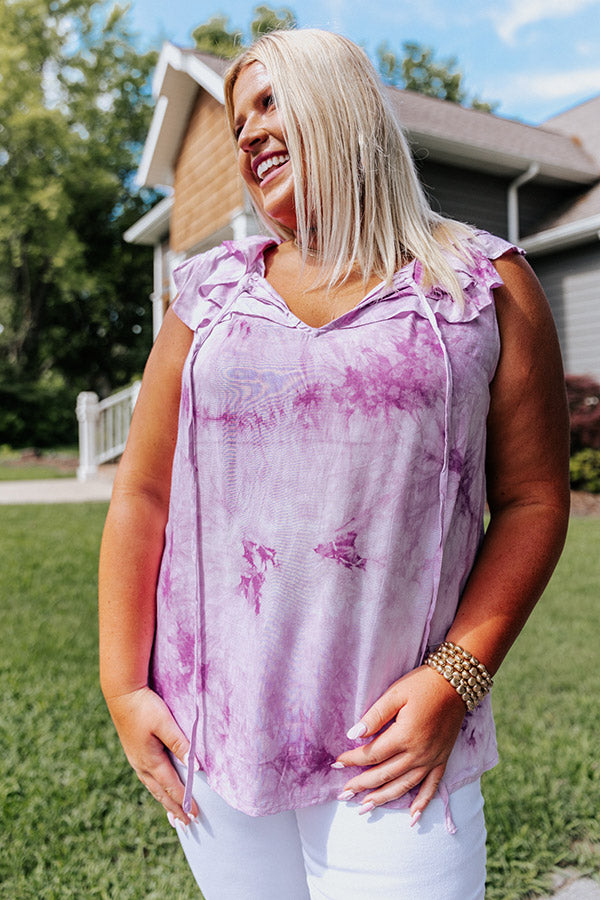 Sweet On Summer Tie Dye Shift Top in Purple Curves