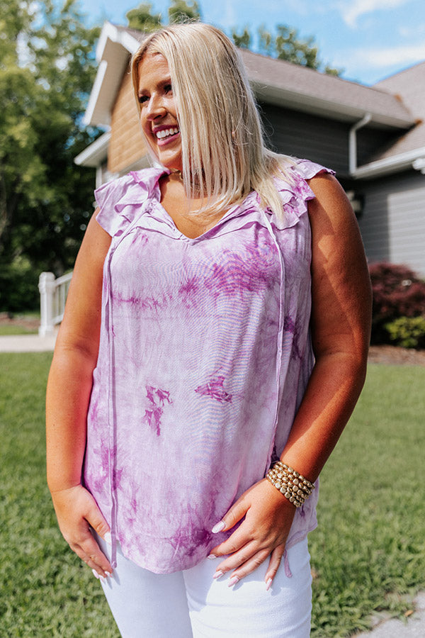 Sweet On Summer Tie Dye Shift Top in Purple Curves   